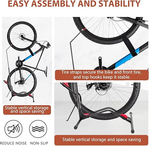 Miniatura 3 de SYPEPJI Bike Stand Floor-Adjustable Vertical & Horizontal Bicycle Parking Rack, Space-Saving Upright Bike Stand, IndoorOutdoor Bike Storage Stand