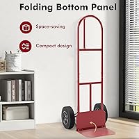 Vista 3 de Goplus Carretilla de Mano, Carretilla de Mano con Mango en P con Asa de Bucle Vertical, Ruedas de 10", Plataforma Plegable de 15" x 9", Capacidad