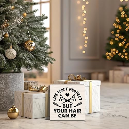 Miniatura 5 de Caja de madera para decoración de peluquería, decoración inspiradora de barbería, letrero decorativo para escritorio del hogar, estante de mesa,