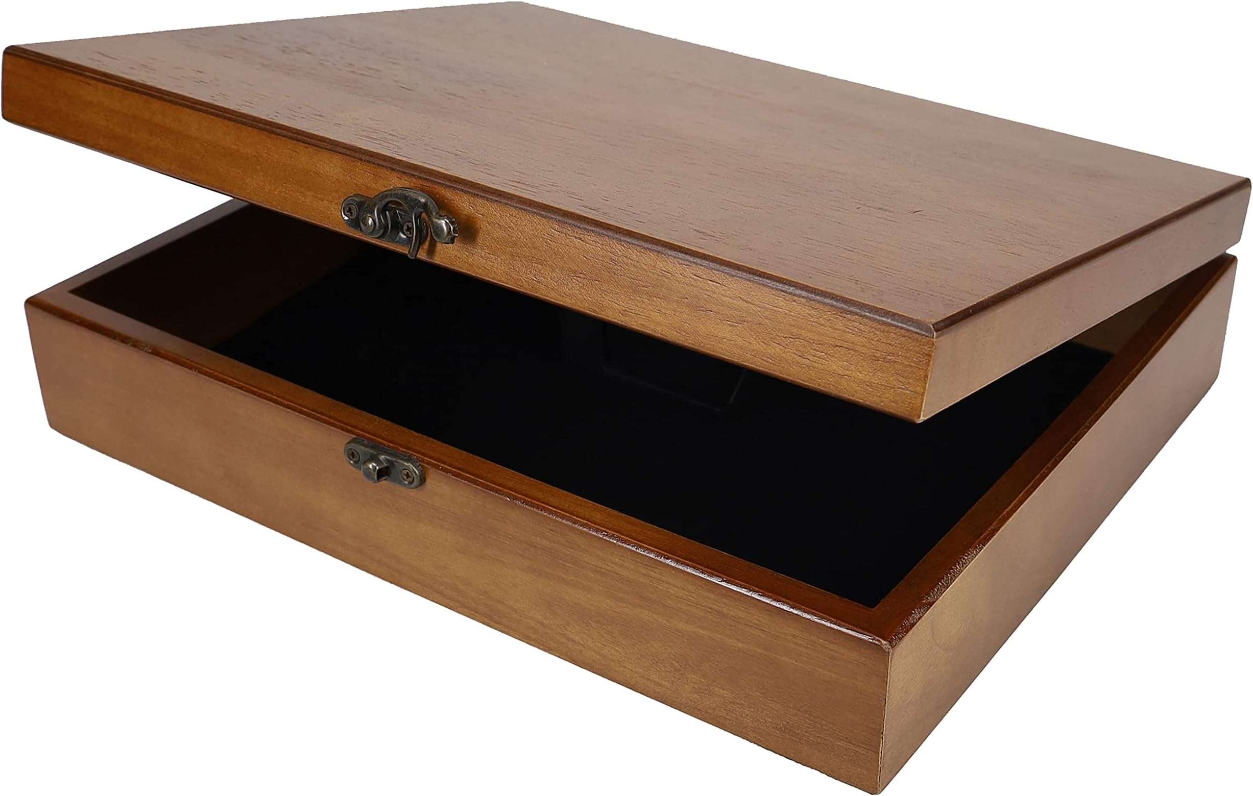WE Games Old World Wooden Box with Brass Latch – Vintage-Style Wooden Keepsake Box for Jewelry & Trinket Storage, Walnut Finish