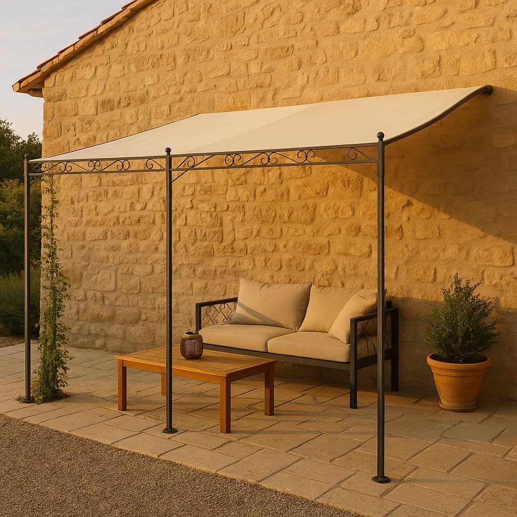 Tonnelle adossée Beige 4 x 3 m Noir