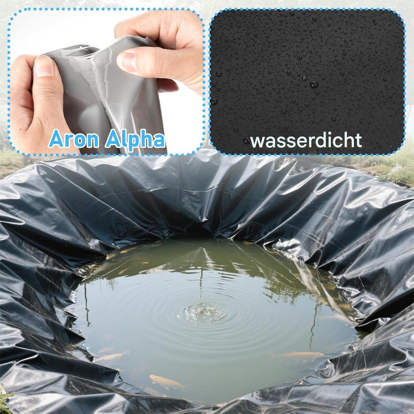Teichfolie Reparatur Pflaster | 2 Stück Foliennaht Versiegelung - Wasserdichtes Klebeband Flexibel 20 x 20 cm für Schwimmbad Dach Dachrinnen Außenschutz