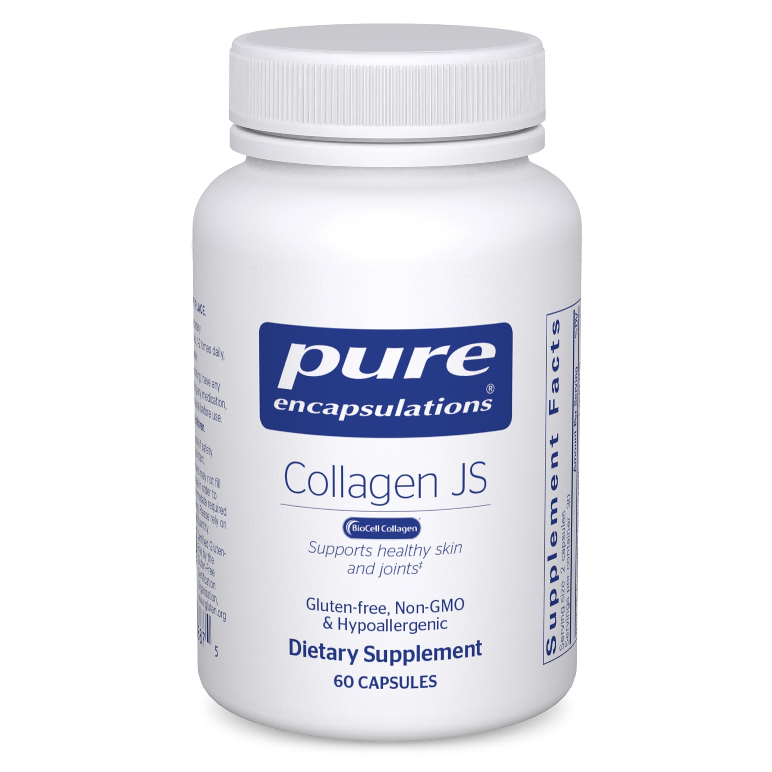 Collagen JS - Skin & Joint Health* - 1,000 mg Hydrolyzed Biocell Collagen - Gluten Free & Non-GMO - 60 Capsules