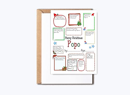 Popo Christmas Card - Fill In The Blanks Christmas Card - Funny Christmas Card - Merry Christmas Popo Card - Christmas Card From Daughter - From Son