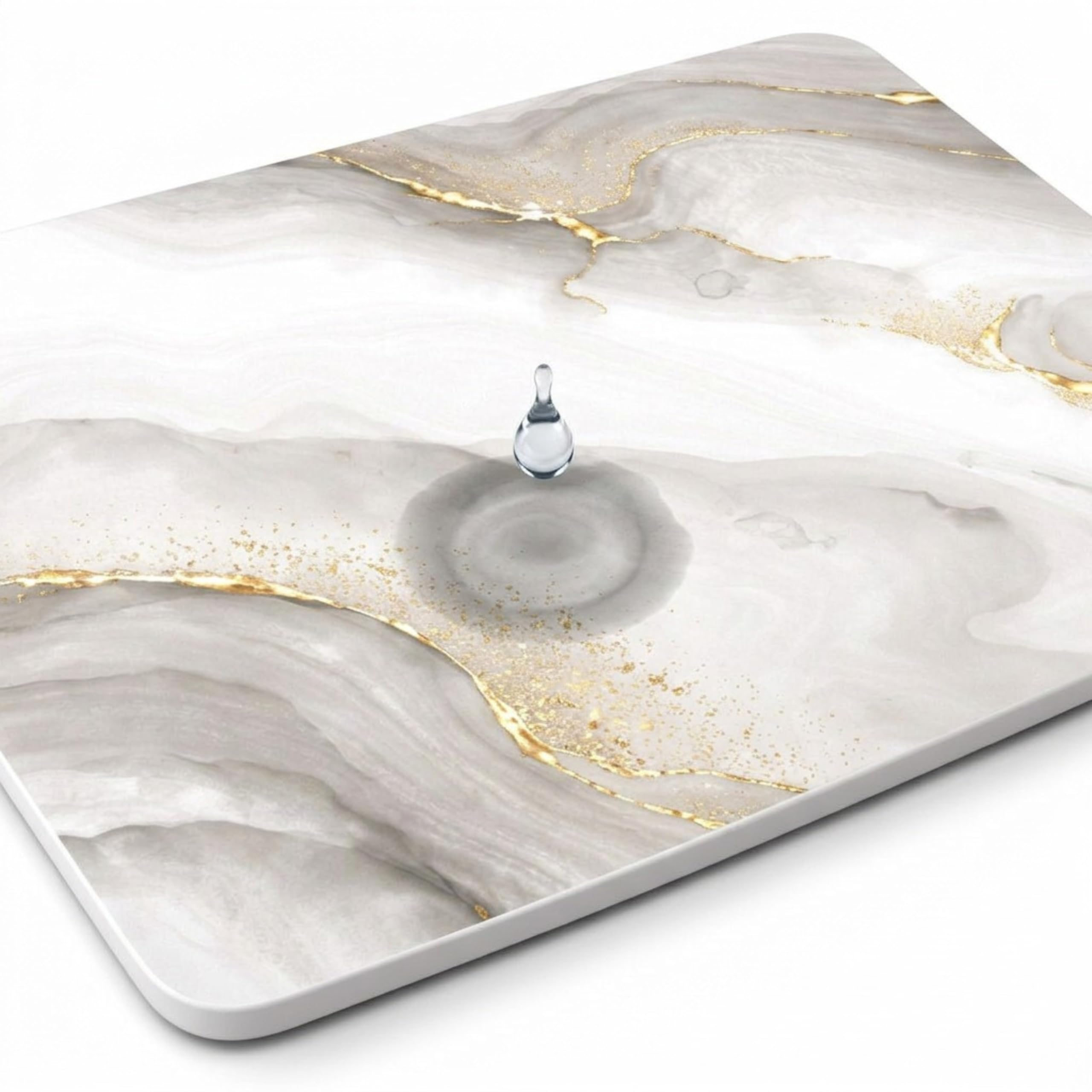 Tappeto diatomite bagno (60 x 40 cm) - Pietra assorbente ad asciugatura istantanea, antibatterico e antiscivolo, per doccia e cucina, effetto marmo avorio