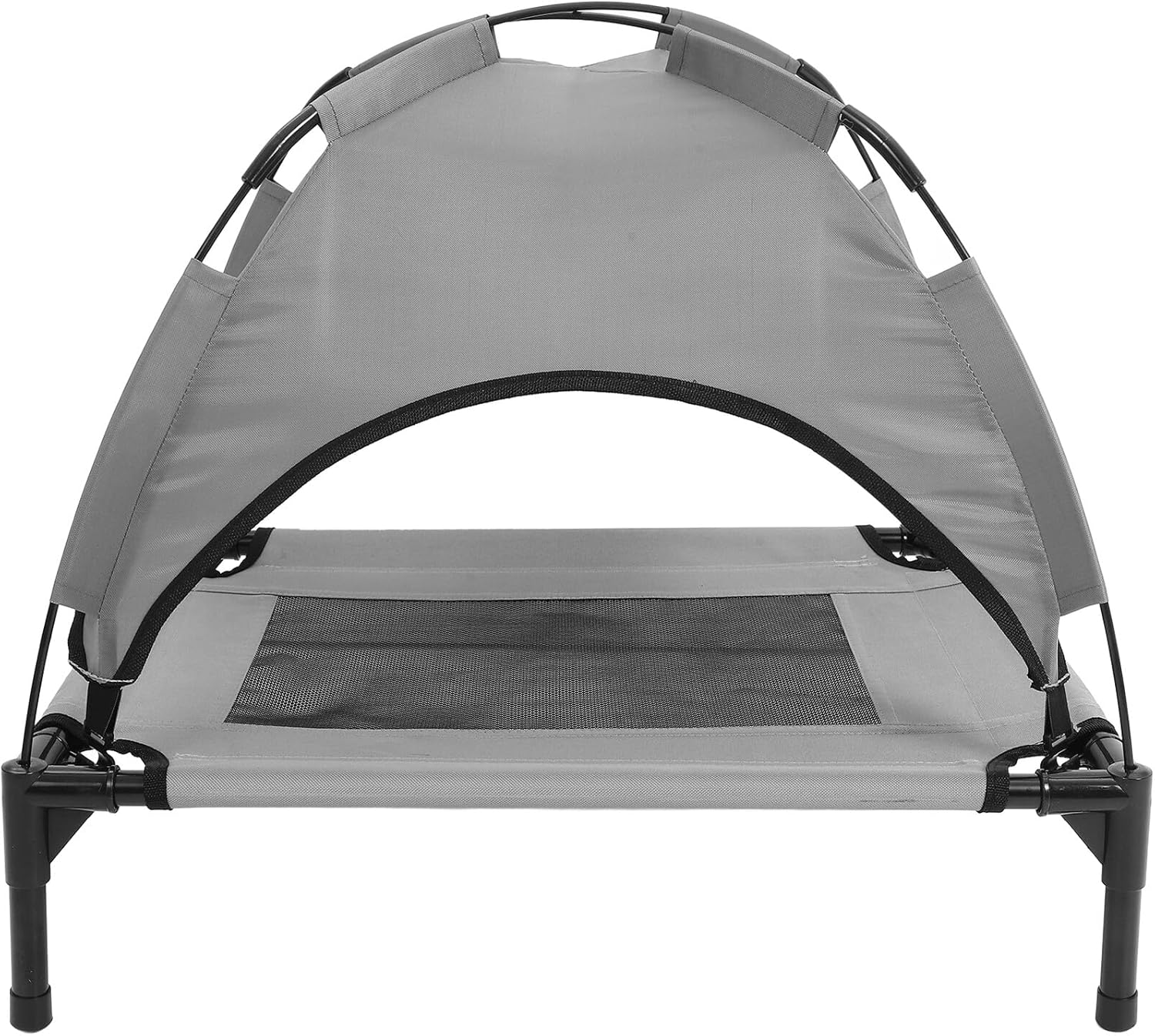 TEHAUX Elevated Dog Bed Cot with Removable Canopy Tent, Large 60x45x16cm Raised Pet Bed Mat for Dogs and Cats, Moisture-isolating Outdoor Travel Shelter for Pets