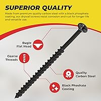 Vista 34 de Qualihome tornillos de punta afilada y rosca gruesa, tornillos cabeza trompeta núm. 2 para desarmador Phillips, 1 libra, negro, ideal