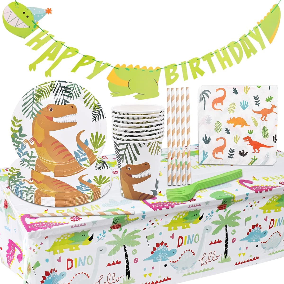 Dinosaur Party Tableware Set 57PC Kids Dinosaur Birthday Party