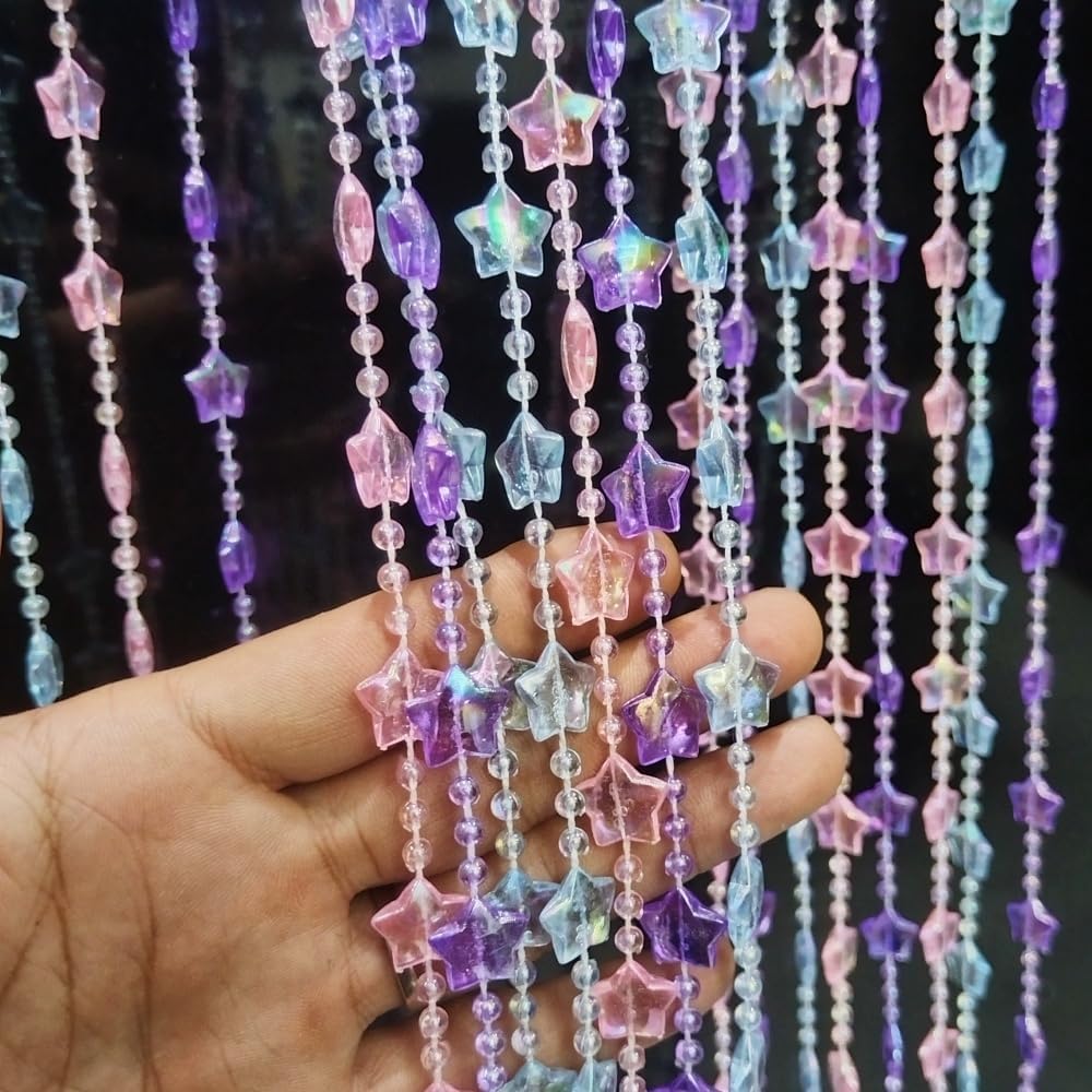 ave split Beaded Curtain Doorways Star Acrylic Hanging Door Beads String Curtains Tassel Room Divider Screen Decor for Doorway Window Living Room Wedding 049Star (Colourful Star)