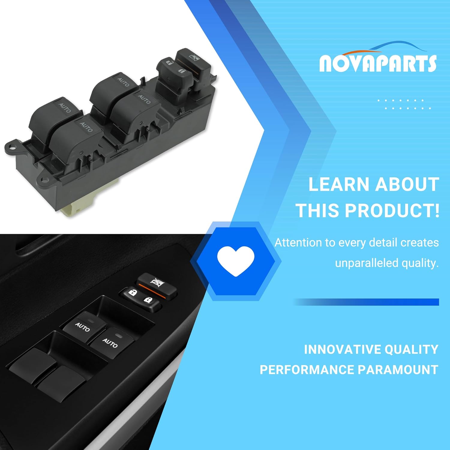 Front Left Driver Side Blue LED Lighted Power Window Switch Auto Down Up for 2007-2021 Toyota Tundra Master Window Switches #848200R040 84820-0R040 84820-0C030