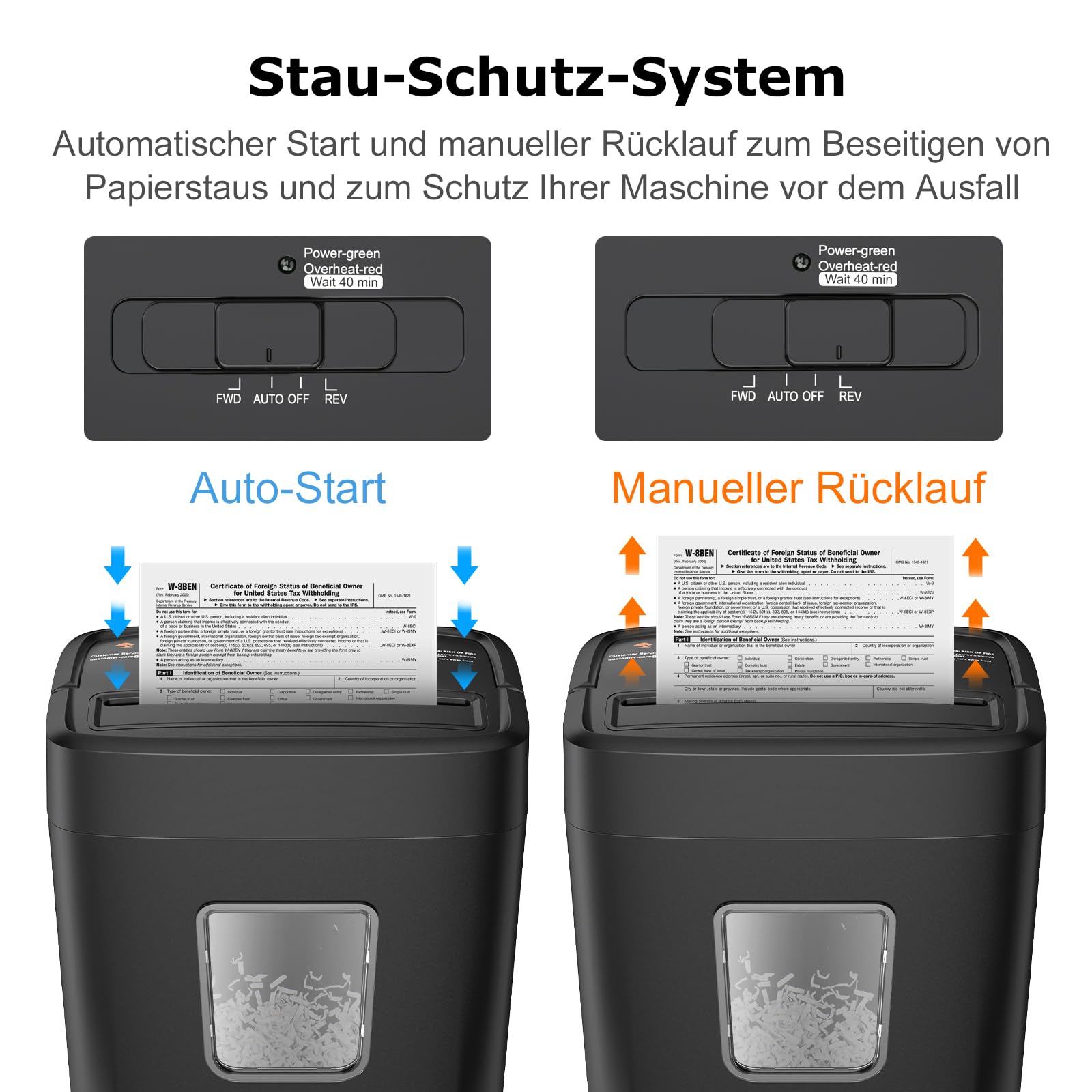 Bonsaii Aktenvernichter 8 Blatt + 24 Ölpapierblätter Set, Papierschredder mit Sicherheitsstufe P-4, Kreuzschnitt 5x14mm, 16L Auffangbehälter, Überhitzungsschutz, inkl. Wartungsölpapier für Home-Office