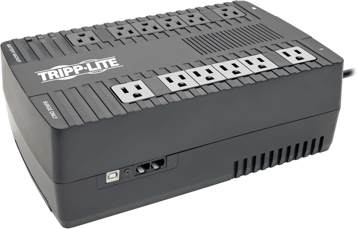 Eaton Tripp Lite AVR900U 900VA UPS 480W Protector contra sobretensiones de respaldo de batería AVR | 12 tomacorrientes, batería reemplazable, cable de extensión de 5 pies, garantía de 3 años