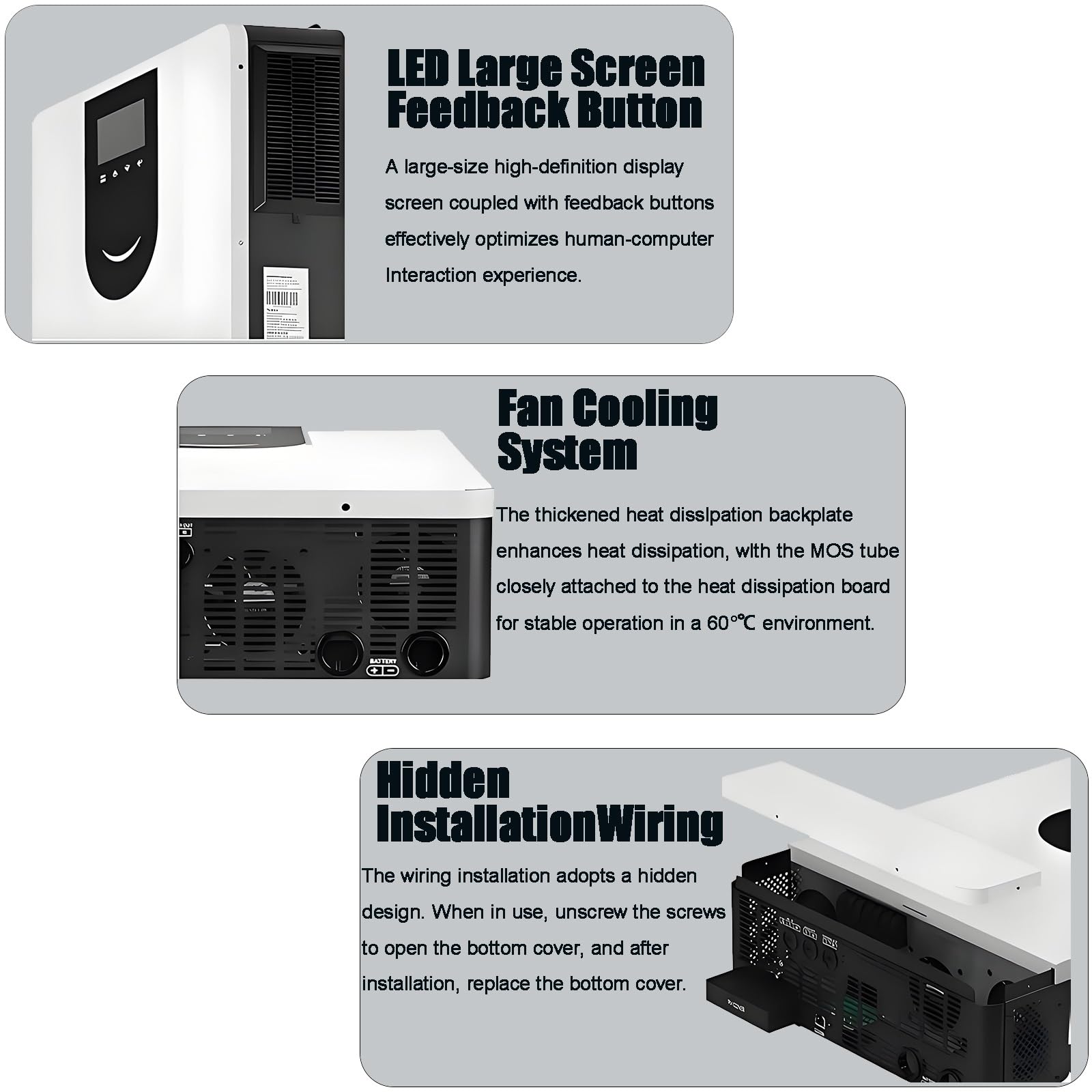Hybrid Solar Inverter (1.0-10.2KW), 12V 24V 48V Pure Sine Wave Inverter, Off Grid Hybrid Inverter Charger, LCD Display, with 40/80/120/160A MPPT Solar Charge Controller(1.0KW/12V)