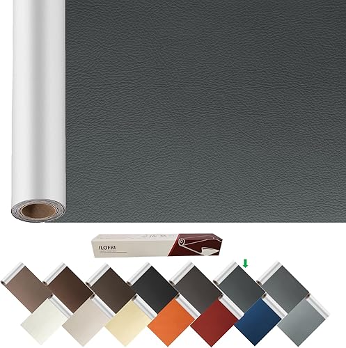 ILOFRI - Parche de cuero autoadhesivo para reparación de sofás, cintas de vinilo y cuero grandes de 60x17pulgadas para reparar asientos de autos,