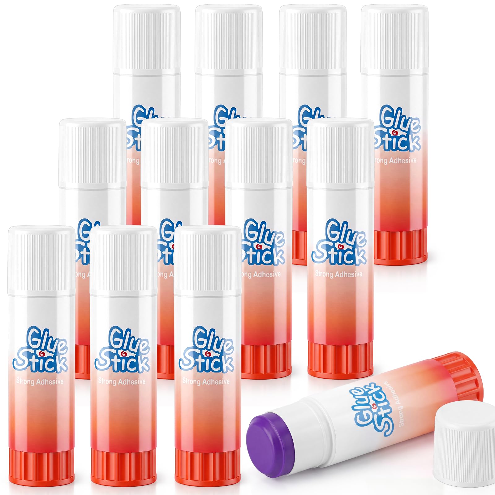 Gueevin Confezione da 12 bastoncini di colla jumbo, 39,7 g, colore viola | Asciugatura trasparente, lavabile, senza acidi, atossica, 40 g per lavori con carta, forniture per ufficio per studenti e