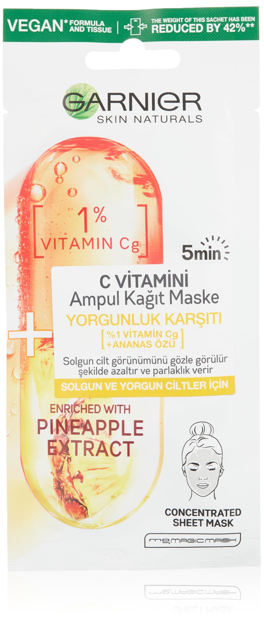 Garnier C Vitamini Yorgunluk Karşıtı Ampul Kağıt Yüz Maskesi