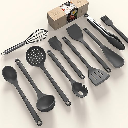 Miniatura 2 de Juego de utensilios de cocina de silicona, resistente al calor de 600 F, juego de utensilios de cocina antiadherentes con espátulas, cucharas,