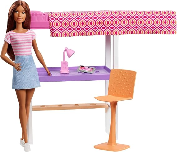 Mattel - Barbie Doll and Loft Bed Furniture Set, Brunette