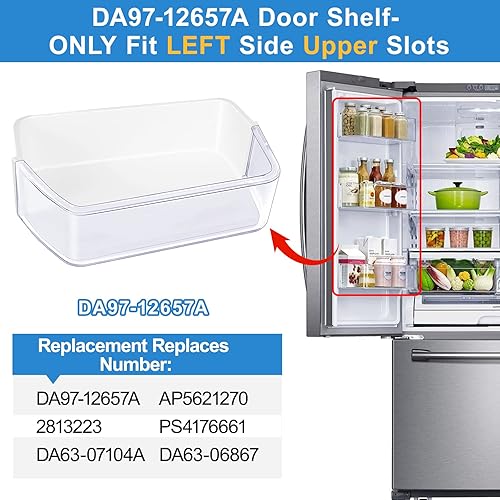 Miniatura 2 de Actualizado DA97-12657A Estante de puerta de refrigerador (izquierda) para Samsung Refrigerador Estante de repuesto para estante de refrigerador