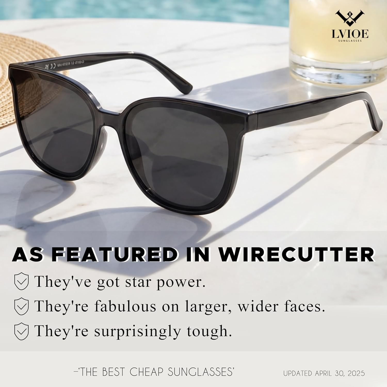 LVIOE Polarized Sunglasses for Women UV400 Protection Oversized Cat Eye Frame Retro Sunglasses for Driving Fishing Outdoor - Image 4