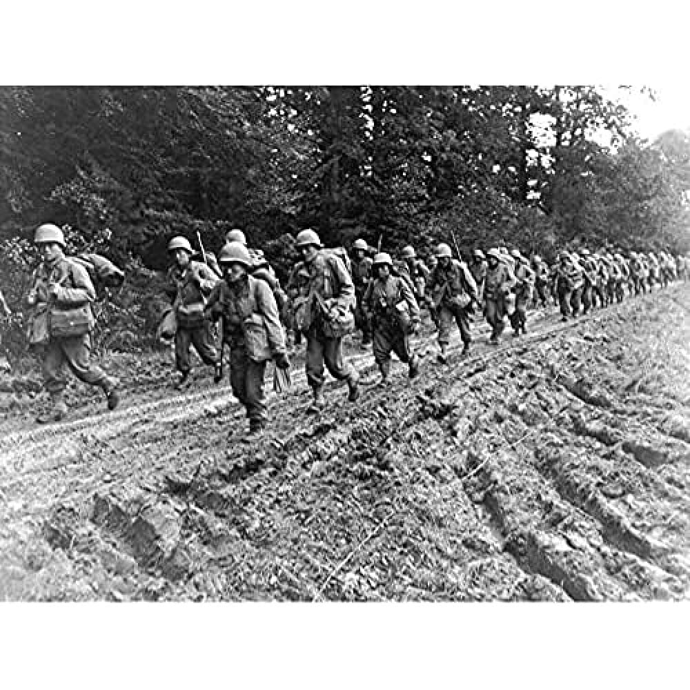 War WWII USA Japanese-American Regiment 1944 Photo Art Print Canvas Premium Wall Decor Poster Mural