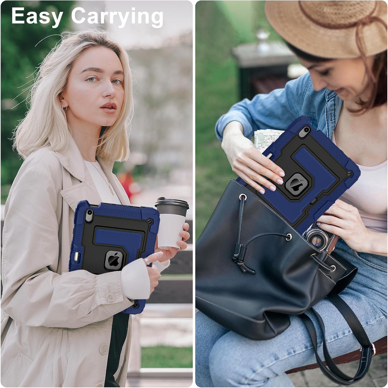 Kids Case Compatible with iPad Air 11 Inch M2 / M3 (2024/2025) 6th Generation 2024 iPad Air 5th/4th Generaton 10.9 Inch (2022/2020),Full Body Shockproof Case with Pencil Holder Kickstand Handle Strap