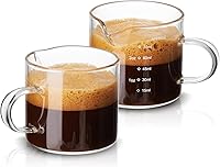 Vista 1 de Mfacoy Paquete de 2 tazas medidoras, tazas de espresso de 2.5 fl oz con asa, vasos de chupito de espresso con boca en forma de V, accesorios