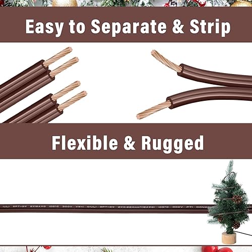 Miniatura 10 de Kanayu Cable de paisaje de alto voltaje SPT-1 de 500 pies, 18 AWG, 10 amperios, cable eléctrico para exteriores, carrete de alambre en blanco, cable