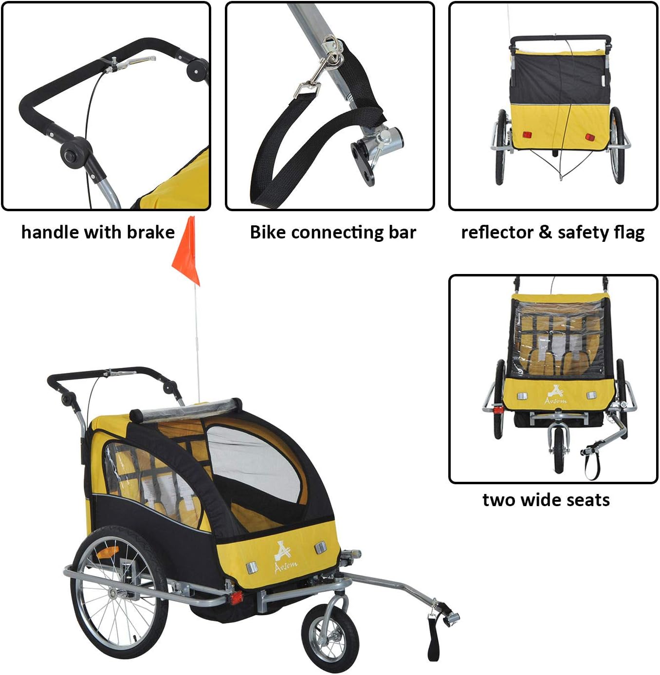 aosom double bike trailer