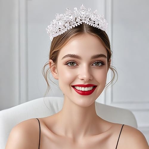 Miniatura 5 de Kamirola - Corona de reina y tiara corona de princesa para mujeres y niñas, diademas de cristal para novias, disfraces góticos de Halloween para