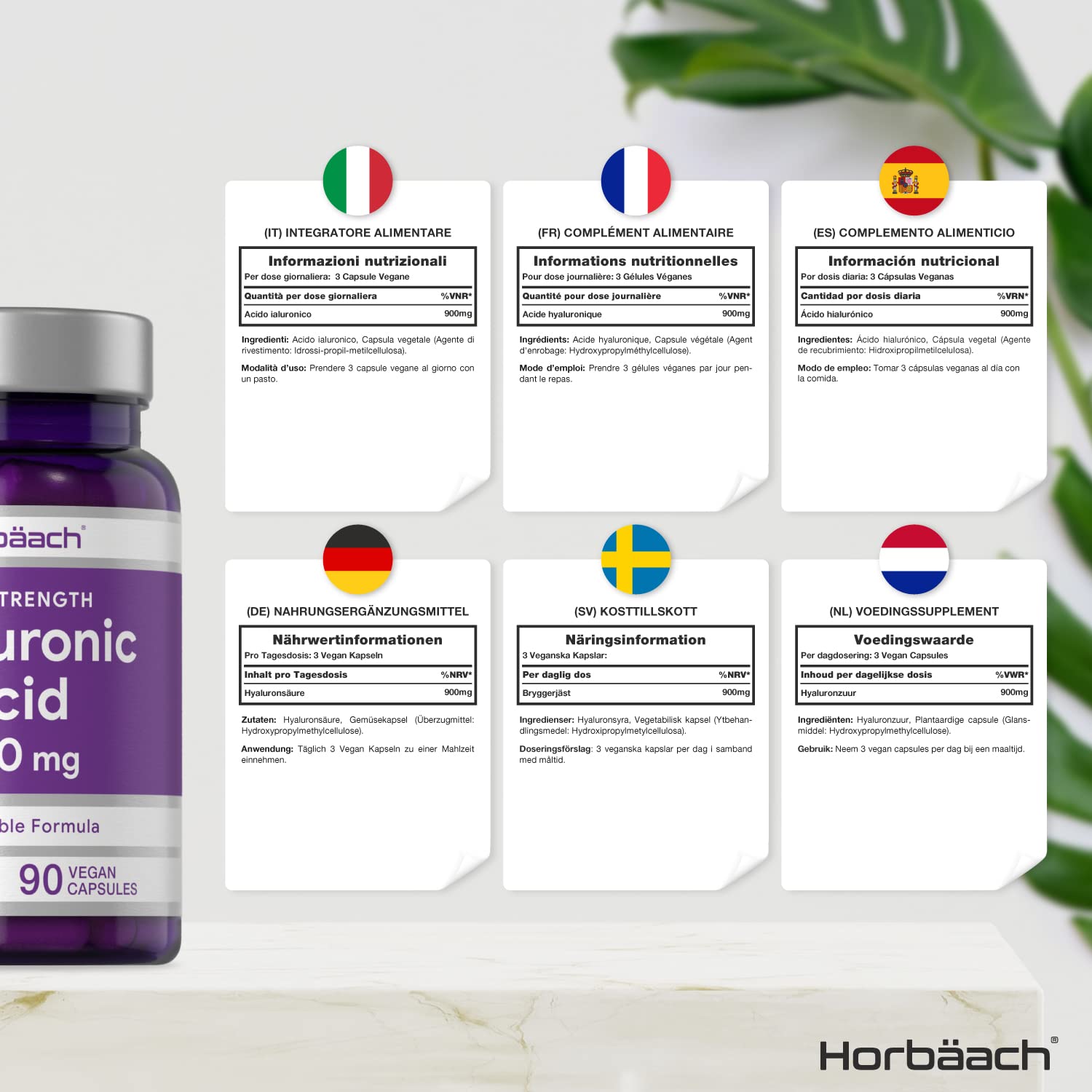 Hyaluronic Acid 900mg 90 Capsules Triple Strength Tablets Natural