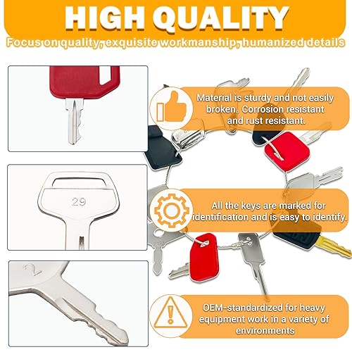 Miniatura 5 de WAH LIN PARTS Juego de 11 llaves maestras de equipo pesado, juego de llaves de encendido Euipment de construcción para Cat Genie Case Komatsu Hyster