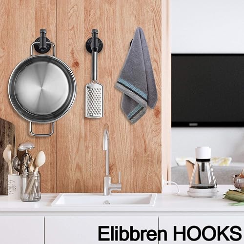 Miniatura 4 de Elibbren Paquete de 4 ganchos de pared industriales de estilo rústico para colgar toallas, colgador de ropa vintage para colgar en la pared,