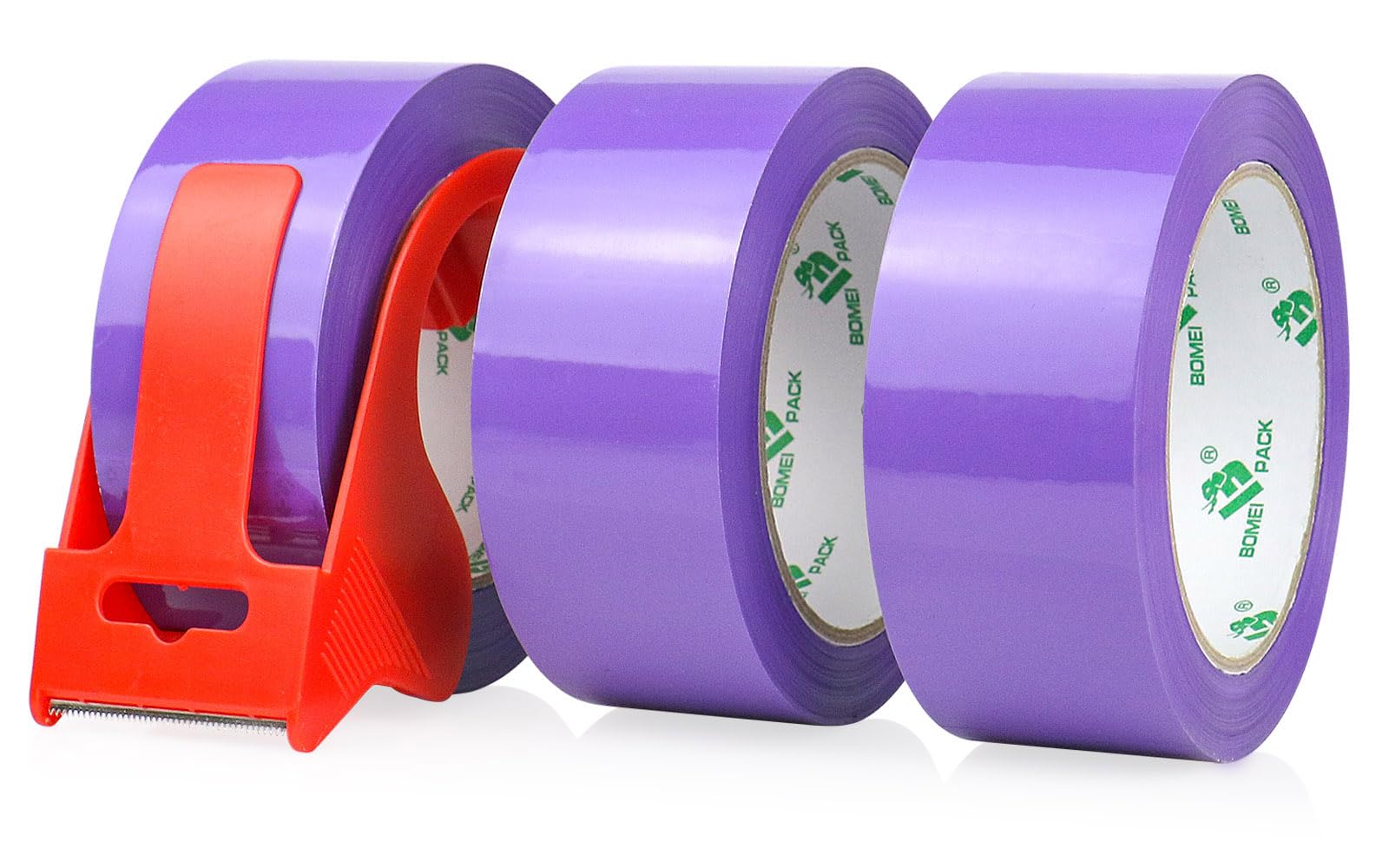 BOMEI PACK Coloured Packing Tape 3Rolls 48mm x 66m with dispenser Durable Heavy Duty Packaging tape for Shipping Moving Boxes&Office Strong Adheisve Parcel Tape for Cartons Mailing&Storage (Purple)