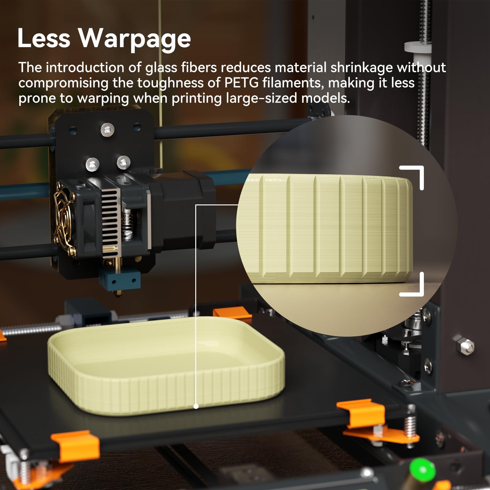 kexcelled PETG z Włókna Szklanego Filament do Drukarek 3D 1,75 mm +/- 0,03 mm, Odporność na Niskie Temperatury, Kompatybilne z Większością Drukarek FDM, Szpula 1 kg (2,2 lbs), Macchiato