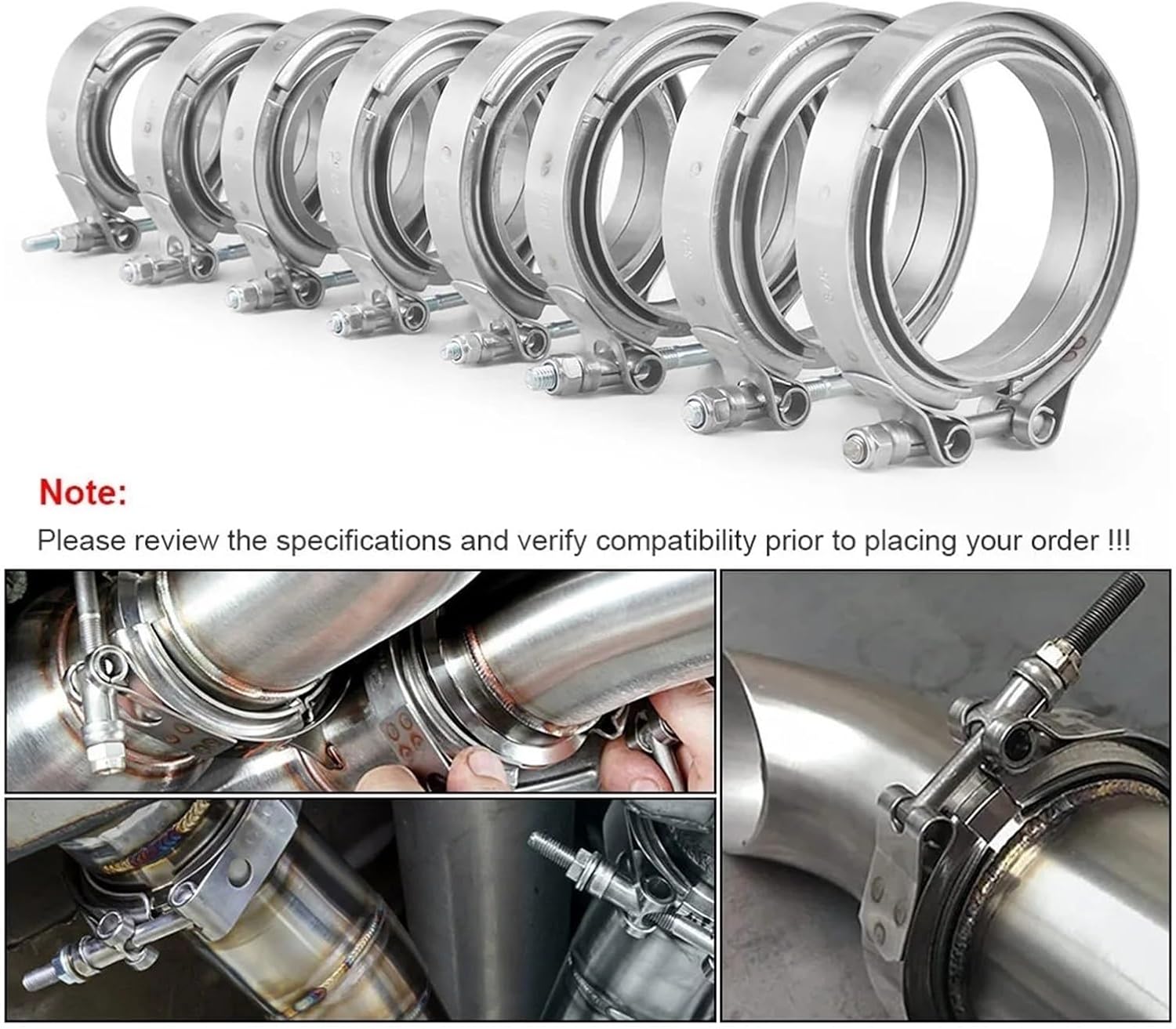 V Band Clamp With Flange Male Female Stainless Steel Exhaust Clamp Turbo Muffler Pipe Kits For Car Accessories(127Mm 5 inch)
