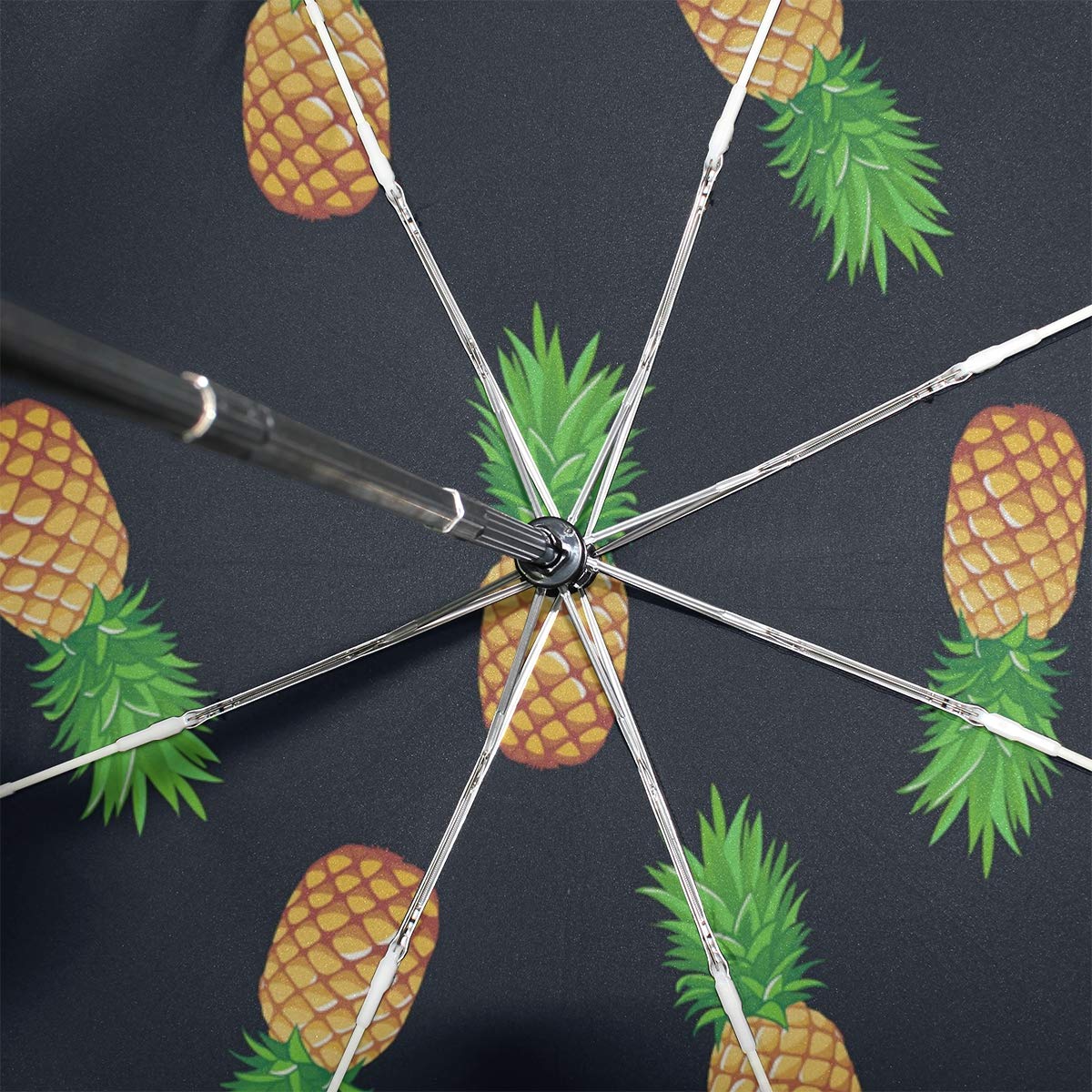BIGJOKE Parapluie 3 Plis à Ouverture Automatique Motif Ananas Tropical Coupe-Vent léger Parapluie de Voyage Compact pour garçons Filles Hommes Femmes