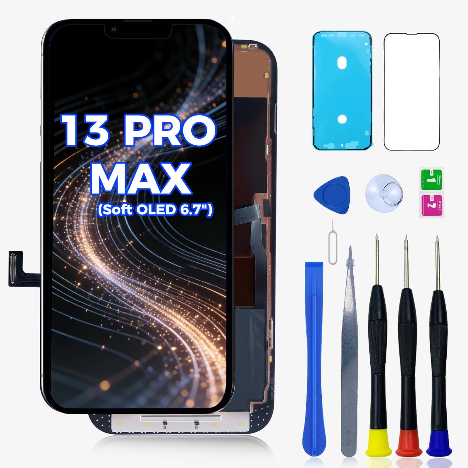 Photo 1 of Soft OLED for iPhone 13 Pro Max Screen Replacement A2643 for iPhone 13 Pro Max LCD Display A2484 A2641 A2644 A2645 Screen Digitizer 3D Touch Assembly Repair Part