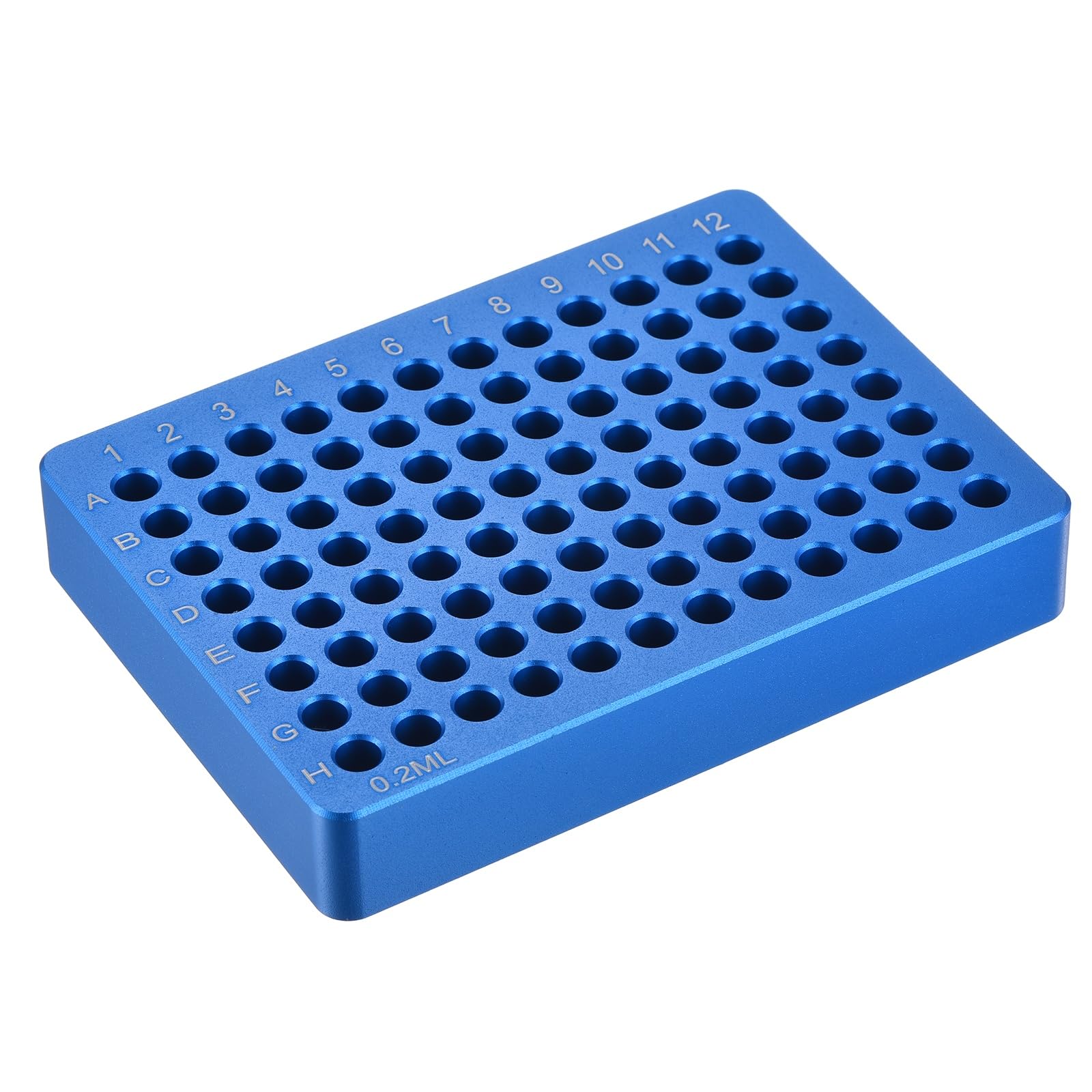PATIKIL 96 Pozzi Porta Provette Microcentrifuga Raffreddato, Vassoio Piastra Coltura Tessuti, Blocco Raffreddamento Alluminio Per Provette PCR 50ml, Attrezzatura Laboratorio, Blu Chiaro