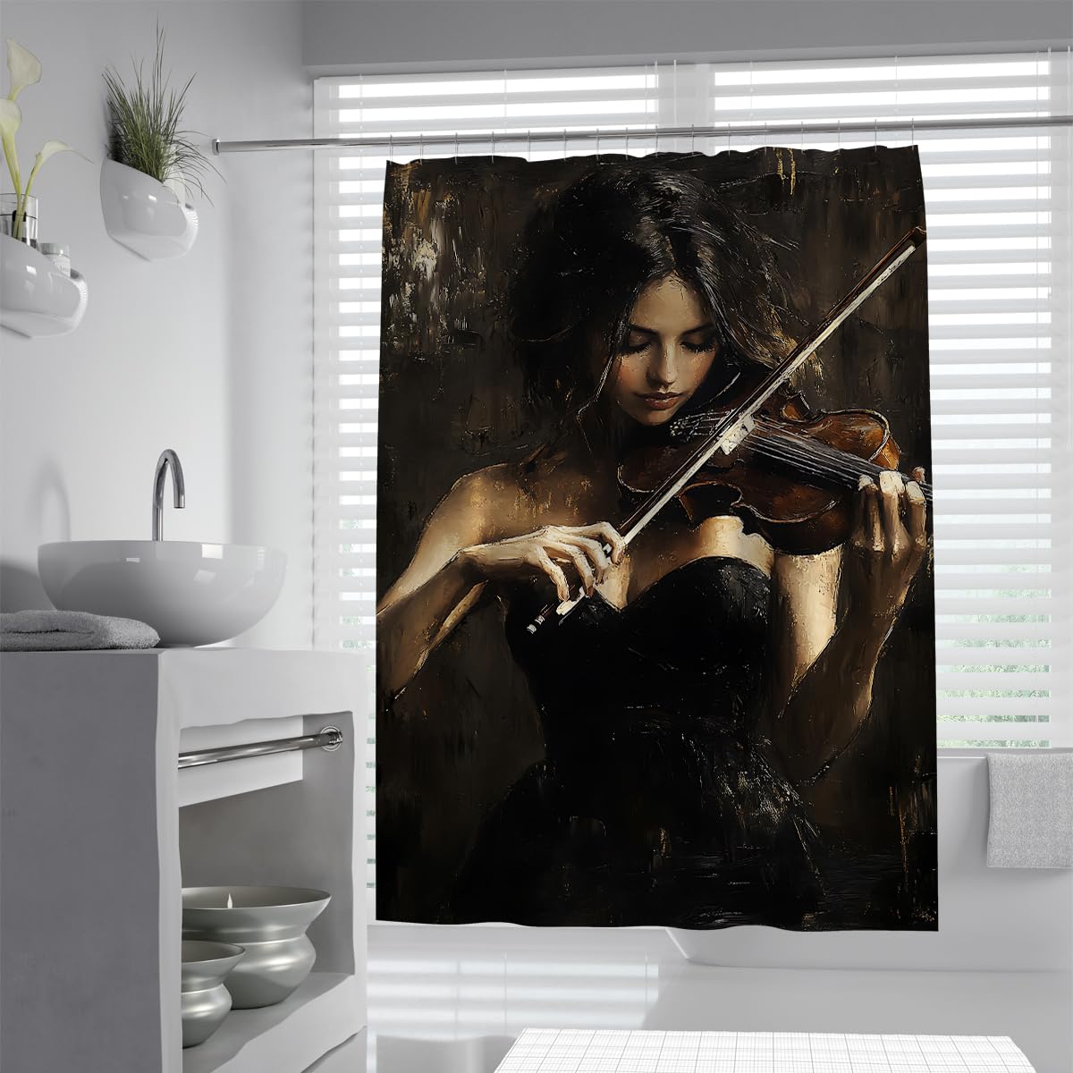 Cortina Ducha Chica Violinista Deco baño W220xL180 cm
