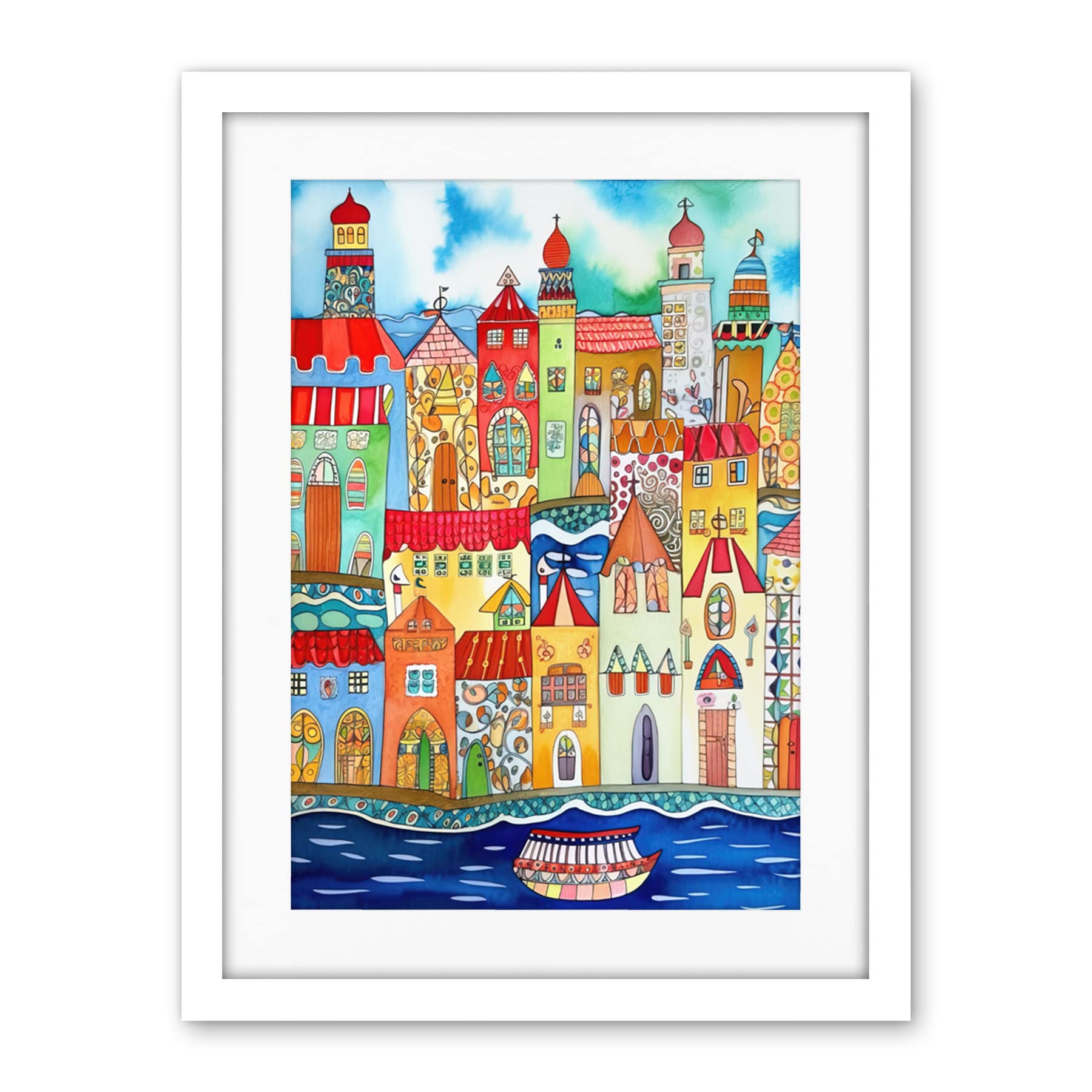 Artery8 Tangier Morocco Folk Art Artwork Framed Wall Art Print 18X24 Inch