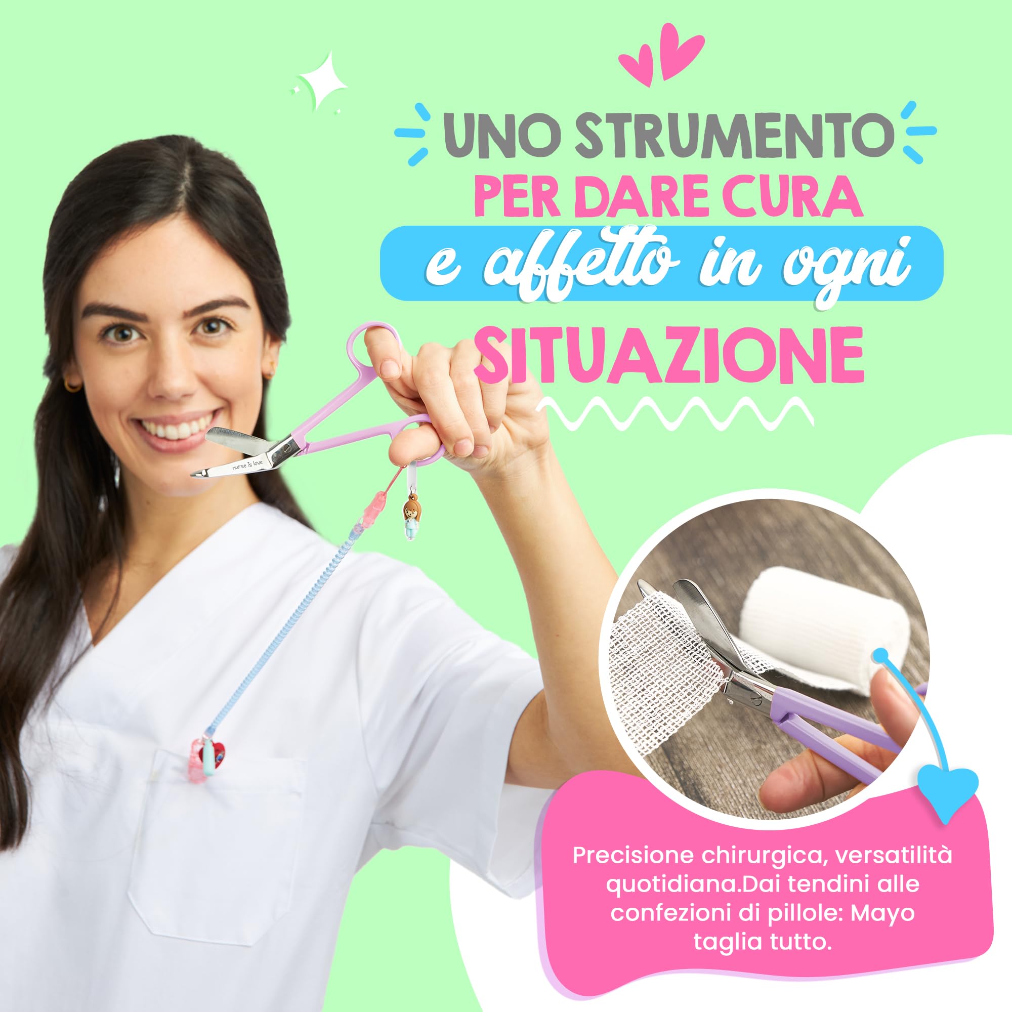Forbici da infermiere smussate Lila - forbici mediche angolate per bendaggi