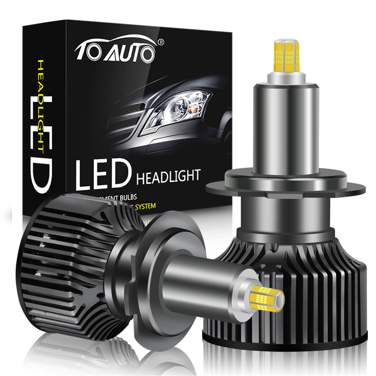 Bombillas LED 100W 40000LM Super Bright, 360° 8 Lados Emisores De Luz LED Kits De Conversión, 6000K Haz Ajustable Blanco Frío, Más De 30000 Horas De Vida Útil, IP67, Plug and Play,H4