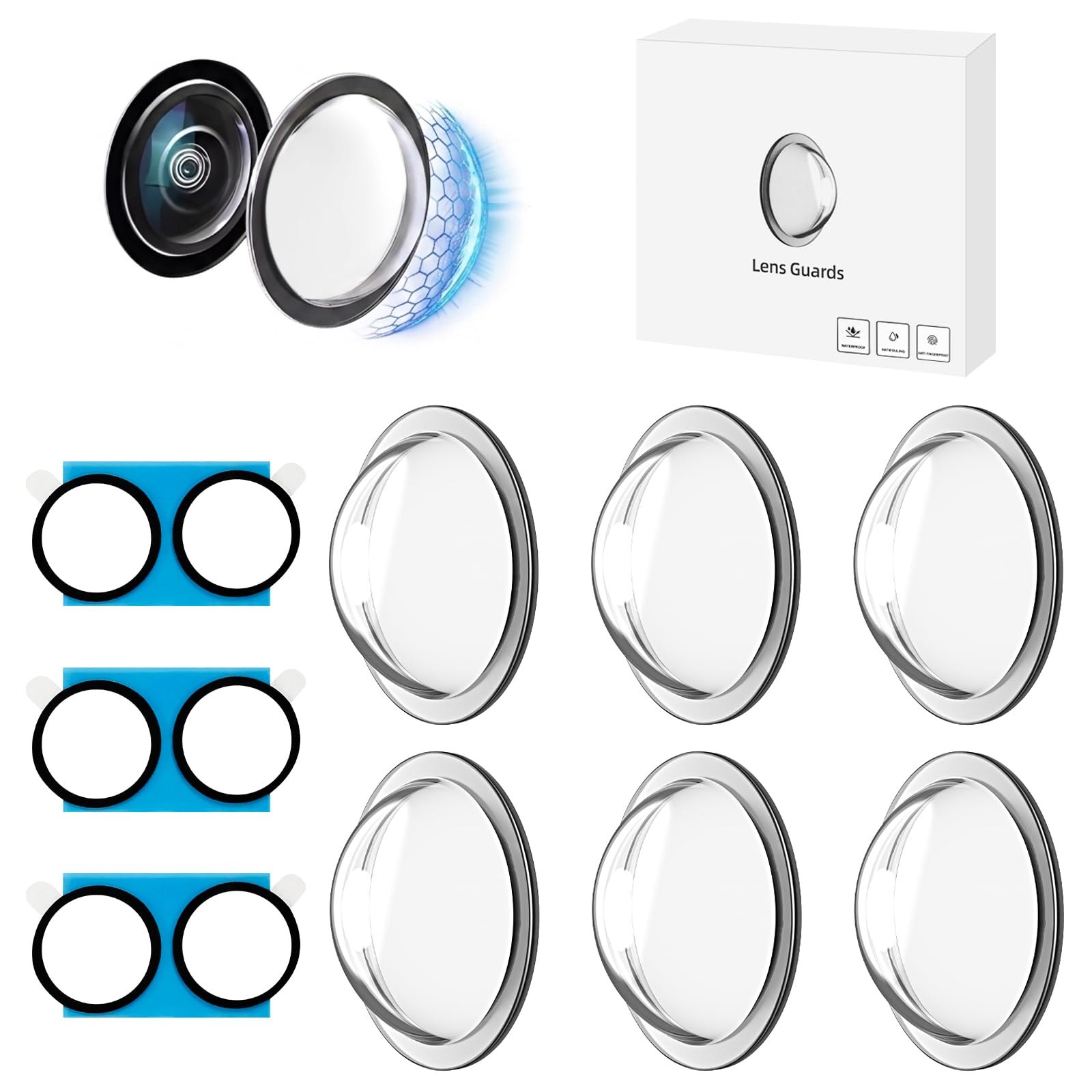6 Pièces Protection d'objectif pour Caméra de Recul de Voiture Kit,360° Transparentes Protection de Caméra de Voiture Contre la Pluie, pour Voitures, SUV