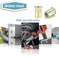 Vista 6 de 1/4''-20 Tuercas de remache 115Pcs, tuercas de remache 1/4-20 galvanizadas en acero al carbono, inserto roscado 1/4 20 RIV, tuerca de remache