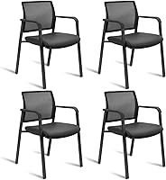 Vista 35 de CLATINA Sillas de oficina apilables para recepción de invitados con brazo, silla de sala de espera con respaldo de malla con asiento de tela