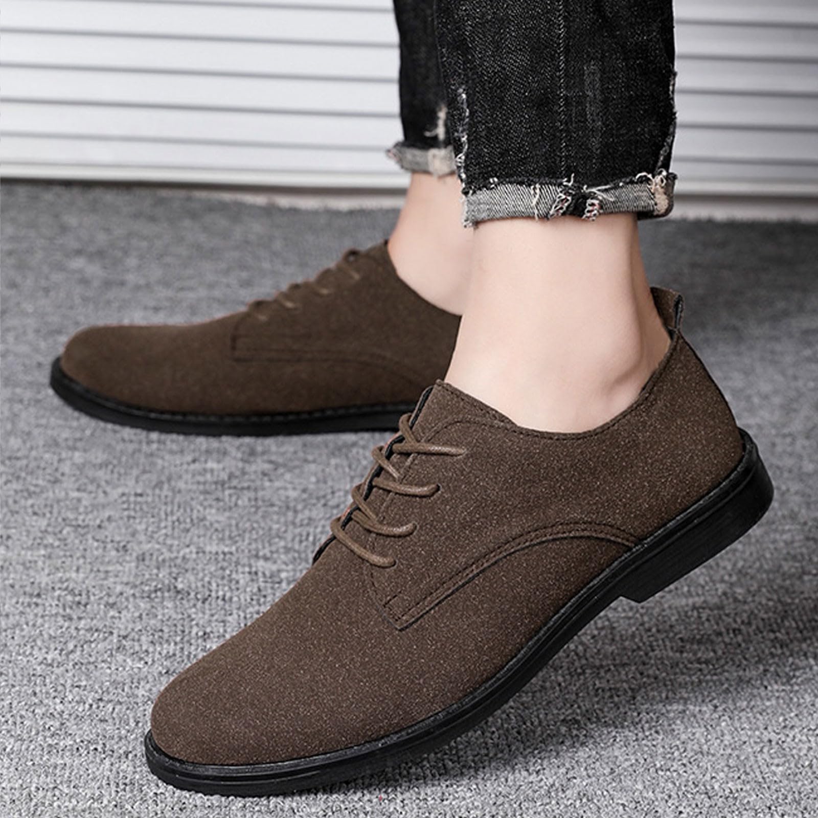 Scarpe derby da uomo in pelle scamosciata, classiche, con lacci, eleganti, casual, Oxford, per tutti i giorni, formali, per feste di lavoro