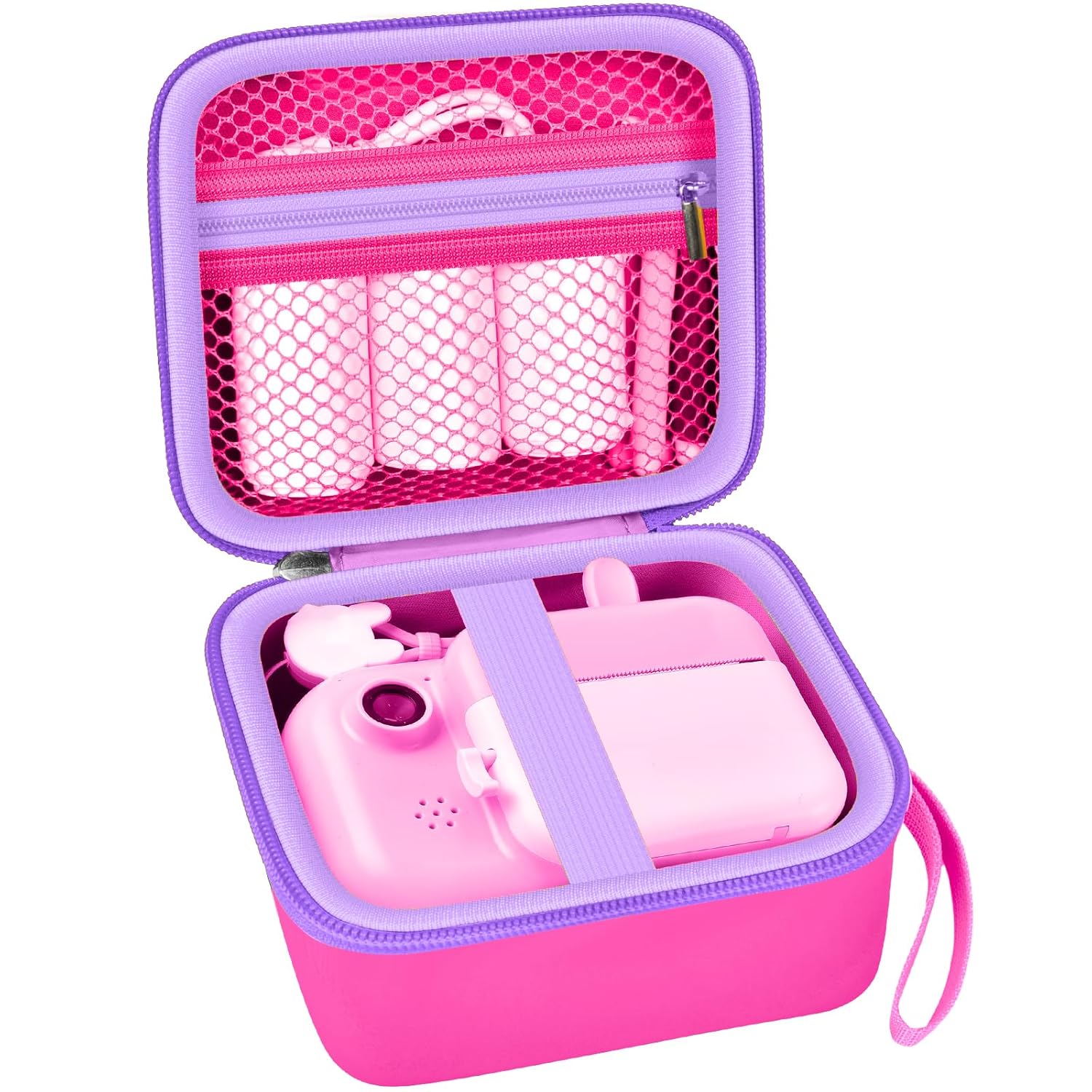 PAIYULE Kid Camera Case Compatible with Instant Camera for Kids Digital Video Cameras Storage Holder Bag for Girls Toddler Camera And Print Paper(Box Only), Bright Pink, Fashion