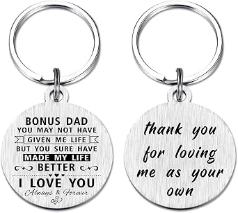 MOQIYXL Stepdad Fathers Day Keychain Gifts - Thank You for Loving Me As Your Own - Stepdad Keychain, Christmas, Birthday Gifts for Step Dad