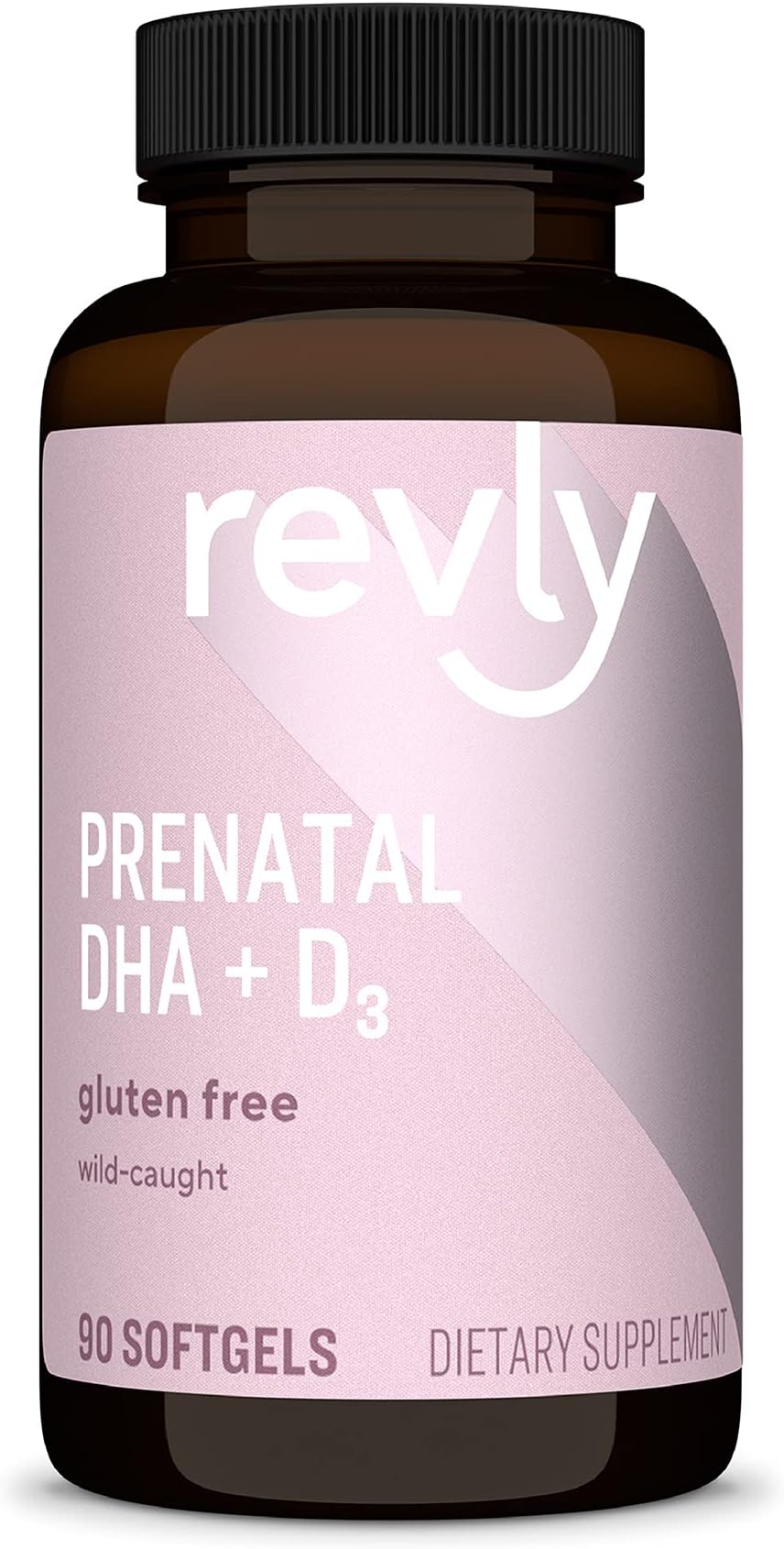 Amazon Brand - Revly Prenatal Wild-Caught Fish Oil Supplement for Women, 450 mg Omega 3 DHA with 20 mcg Vitamin D3 per Serving (2 Softgels), Pregnancy Wellness, 90 Count